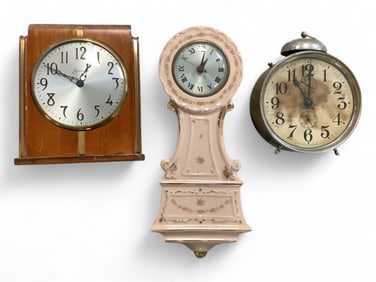 Lot of 3 Clocks Including Ceramic Banjo**
