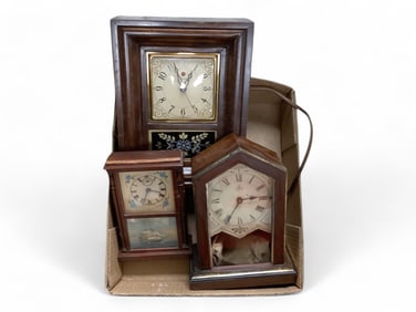 Lot of 3 Small Wooden Clocks**