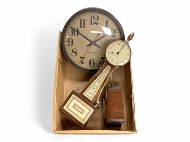 Lot of 3 Clocks Including Seth Thomas Banjo Clock**