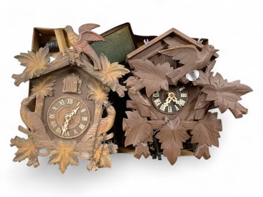 Lot of 2 Wooden Cuckoo Clocks**