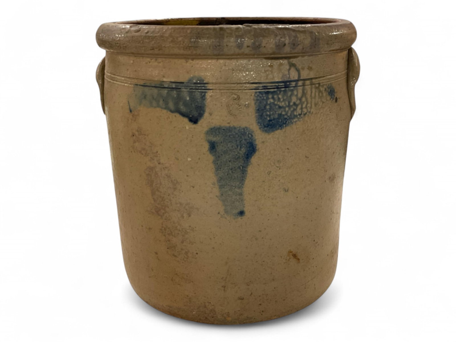 Stoneware Crock. No name. # 6, with Cobalt Stenciling: Stoneware Crock. No name. # 6, with Cobalt Stenciling 12" D x 14" H