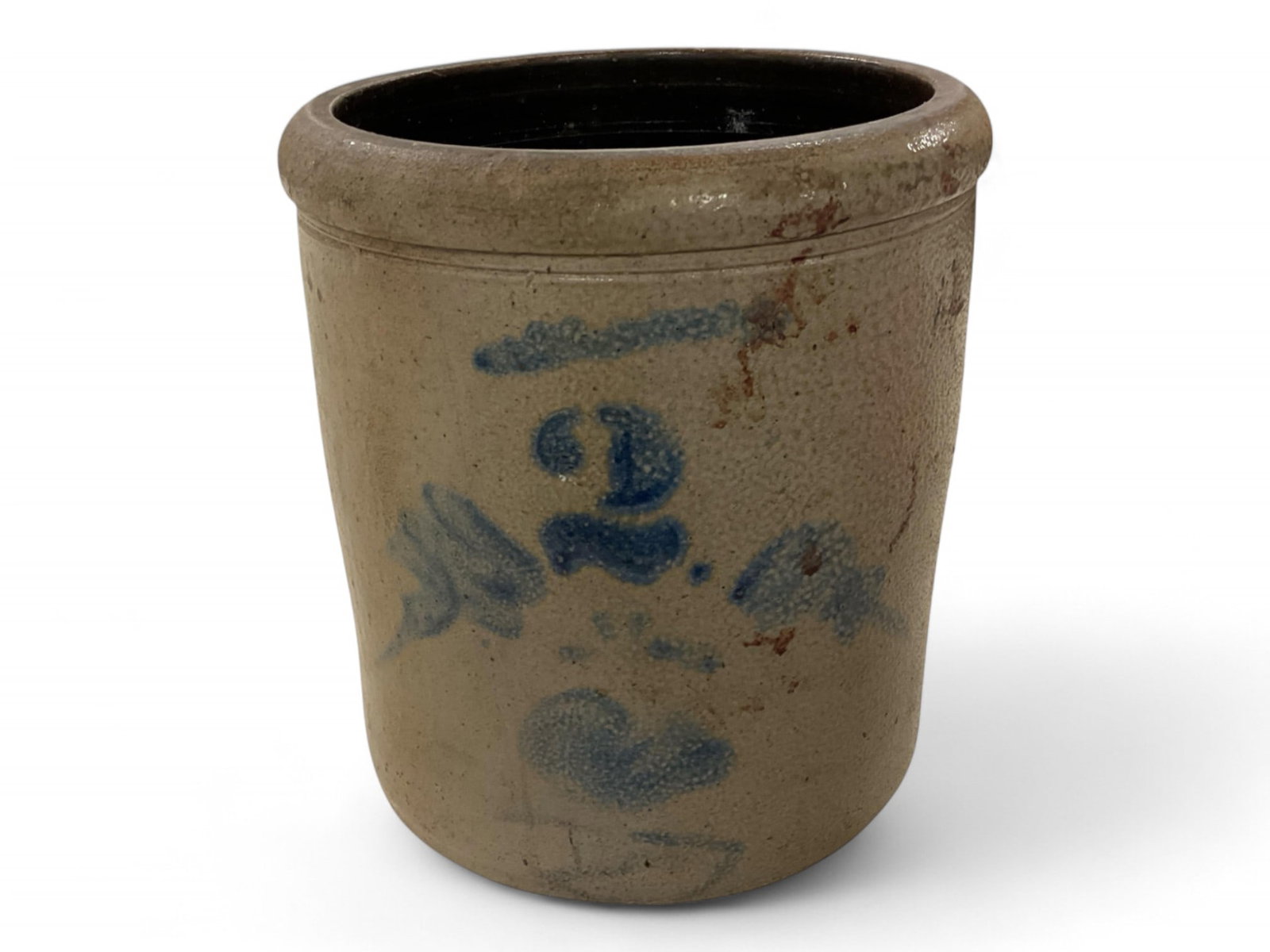 Stoneware Crock #2, with Cobalt Stenciling: Stoneware Crock #2, with Cobalt Stenciling 10" T x diameter 7.5"