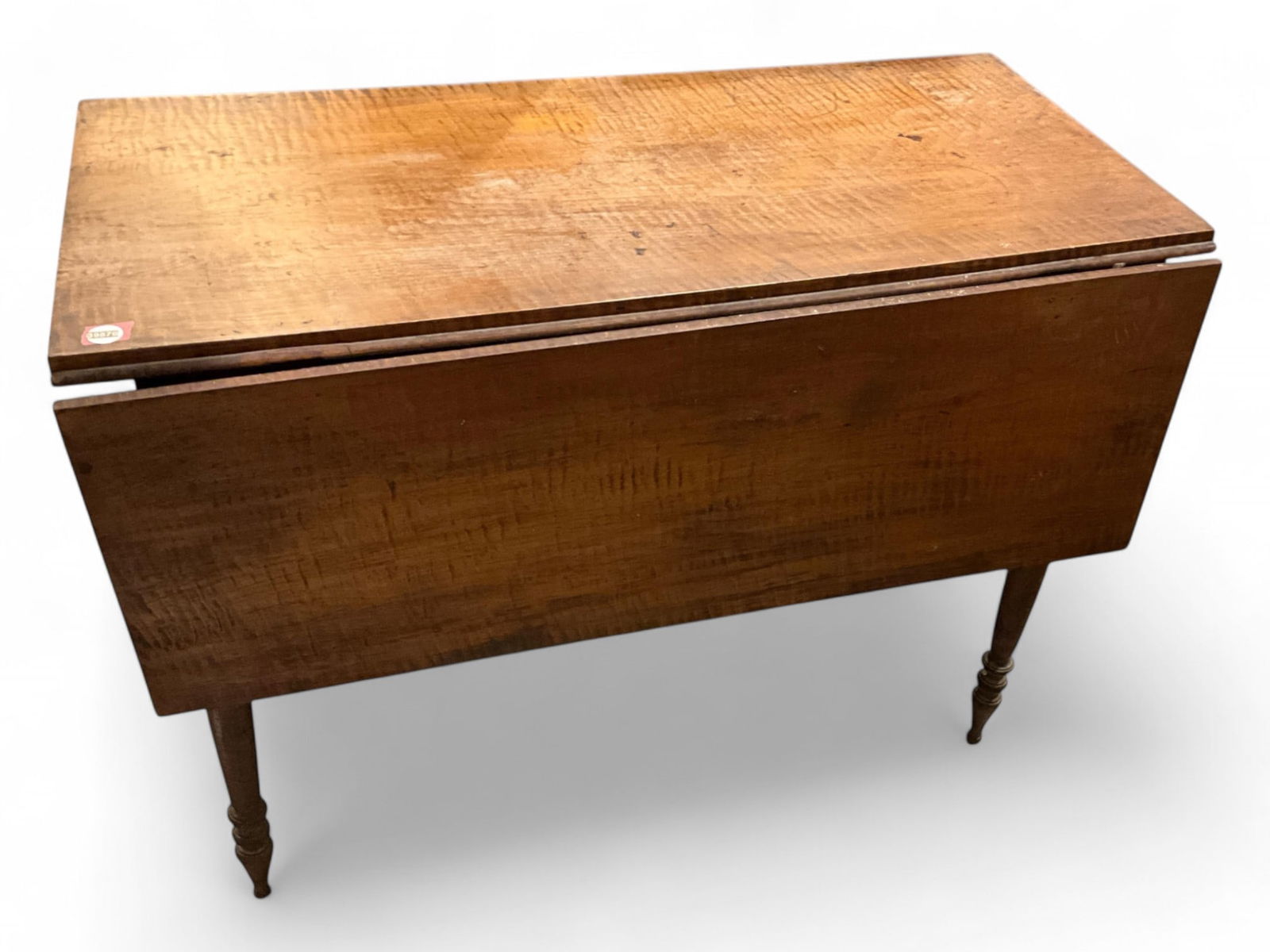 Curly Maple Sheraton Drop-Leaf Table with Drawer 29 1/2 x 40 x 20 in. (74.9 x 101.6 x 50.8 cm.) (1 of 4)