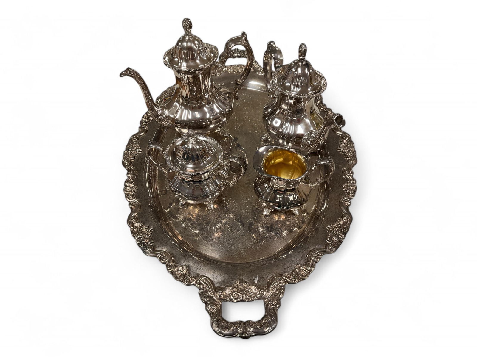 Towle Silver Plated Tea Set Tray measures 30" x 20" x 3". (1 of 6)