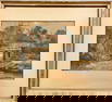Signed Original Vintage Watercolor of Farm Picture measures 11.25" x 9"; frame measures 17" x 15".