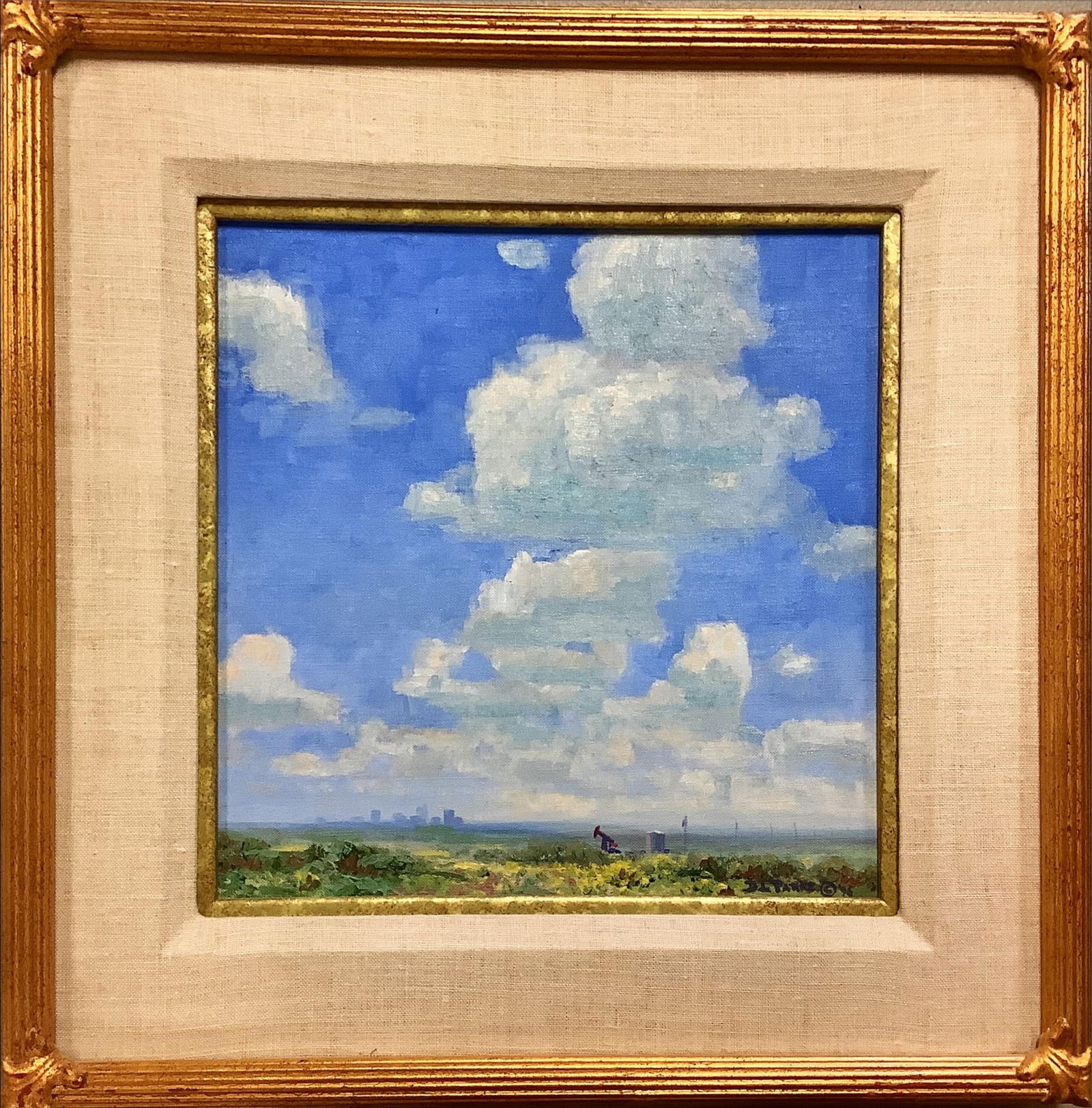 Original Oil Painting of Texas Painting measures 11.75" x 11.75"; frame measures 18.5" x 18.5". (1 of 4)