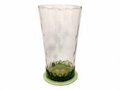 Heisey #4206 Optic Tooth Vase 10 1/2" Bi-Color Moongleam Base Hawthorne Diamond Optic Top