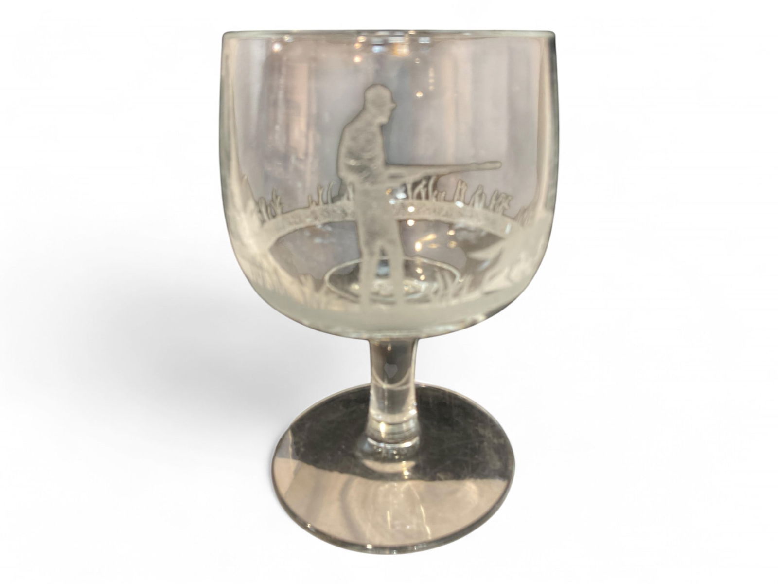 Heisey #811 3/4 Hoffman House 17 oz Goblet Sportsman Etch H.: Heisey #811 3/4 Hoffman House 17 oz Goblet Sportsman Etch H.