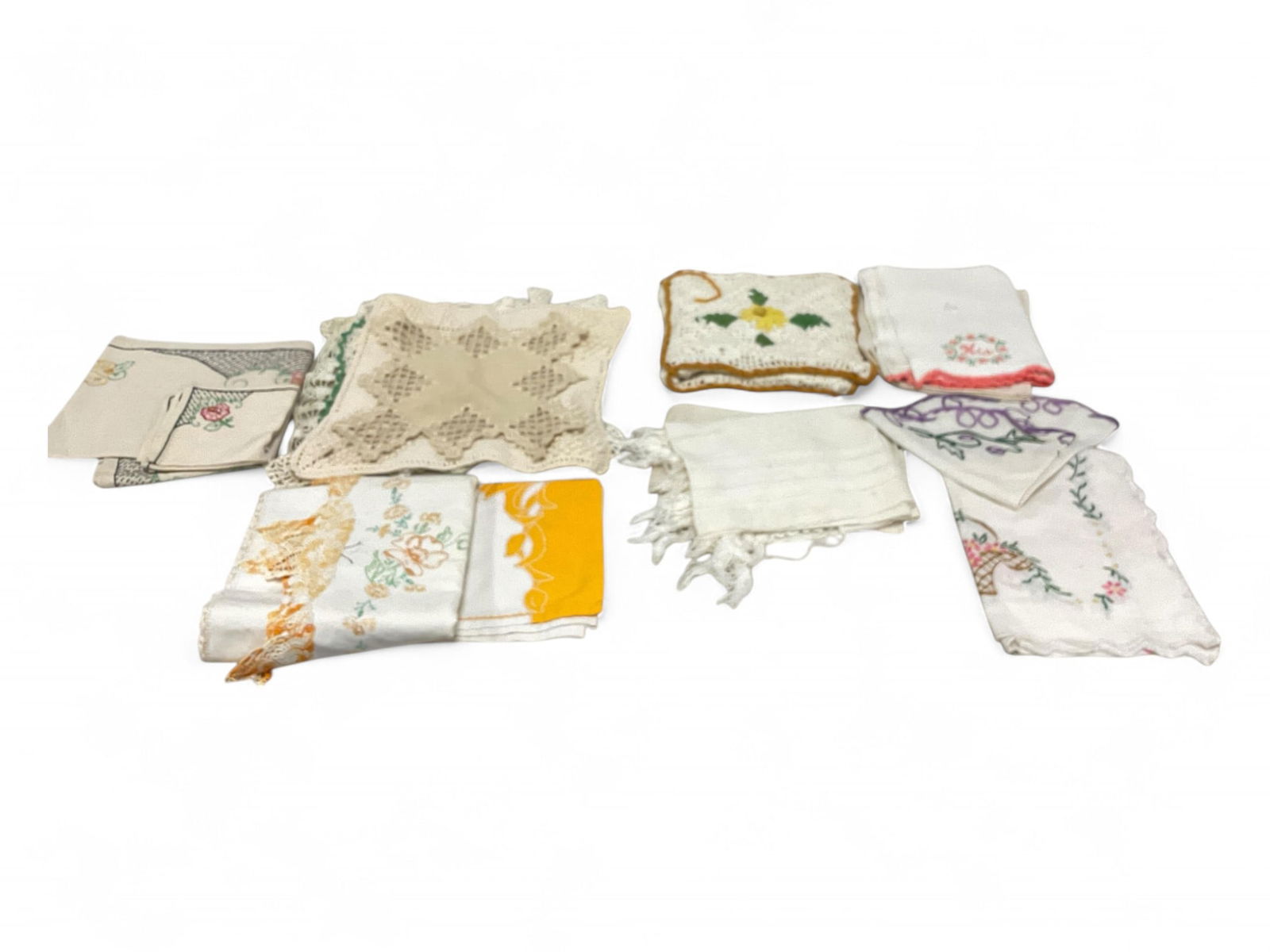 Variety of Handcrafted Decorated Doilies ect: Variety of Handcrafted Decorated Doilies ectDoilies, hand towels, pillow cases. Crocheted, Crosstitch.