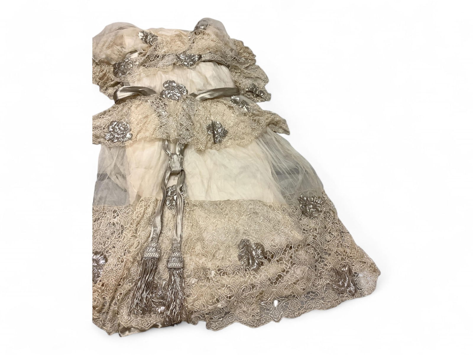 Tulle & Lace 1900s Knee Length Ball Gown with Metal Accents (1 of 7)