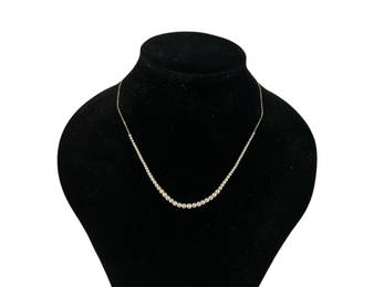 Gold Choker Necklace with Row of Graduated Pearls