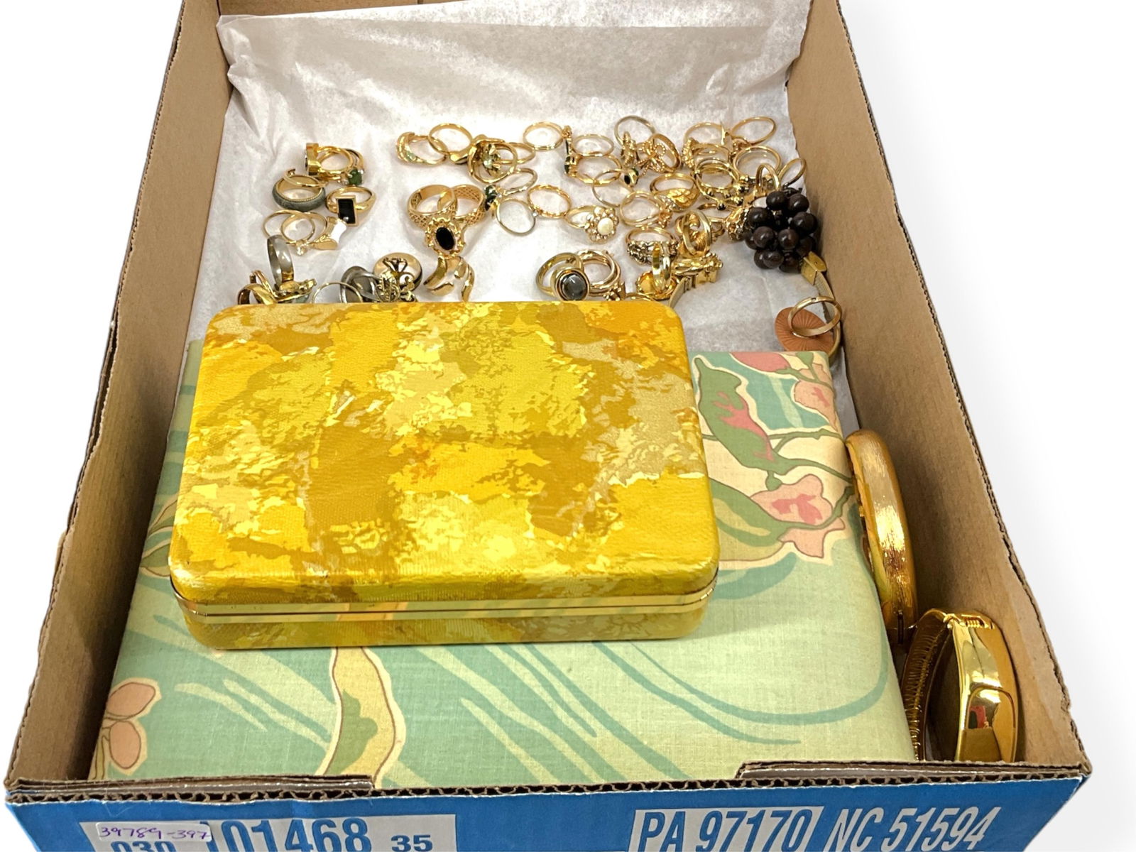 Over 50 Fashion Rings, Two Ring/Jewel Boxes, Vintage Jordache Watch, Gold-Tone Bangles (1 of 16)