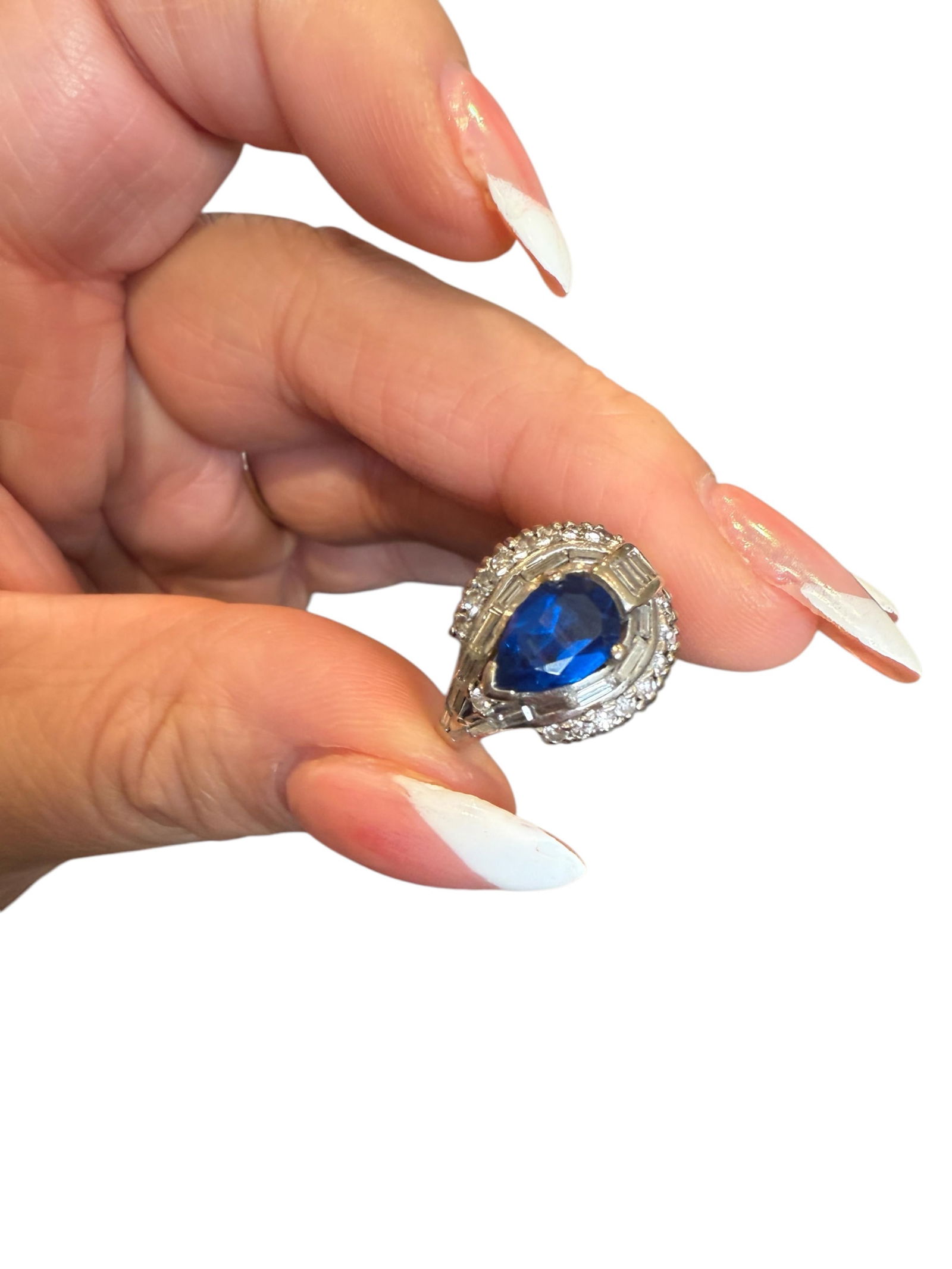 Striking 14kt White Gold Diamond & Synthetic Sapphire Ring (1 of 8)
