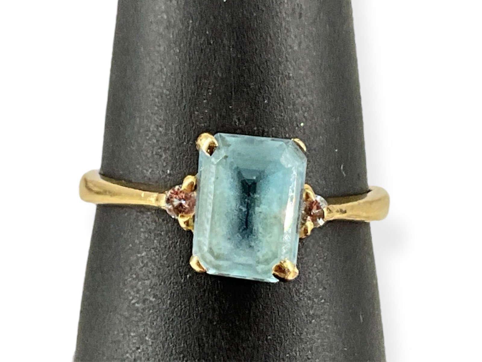 14kt Yellow Gold Ring With Blue Spinel & Diamonds (1 of 5)