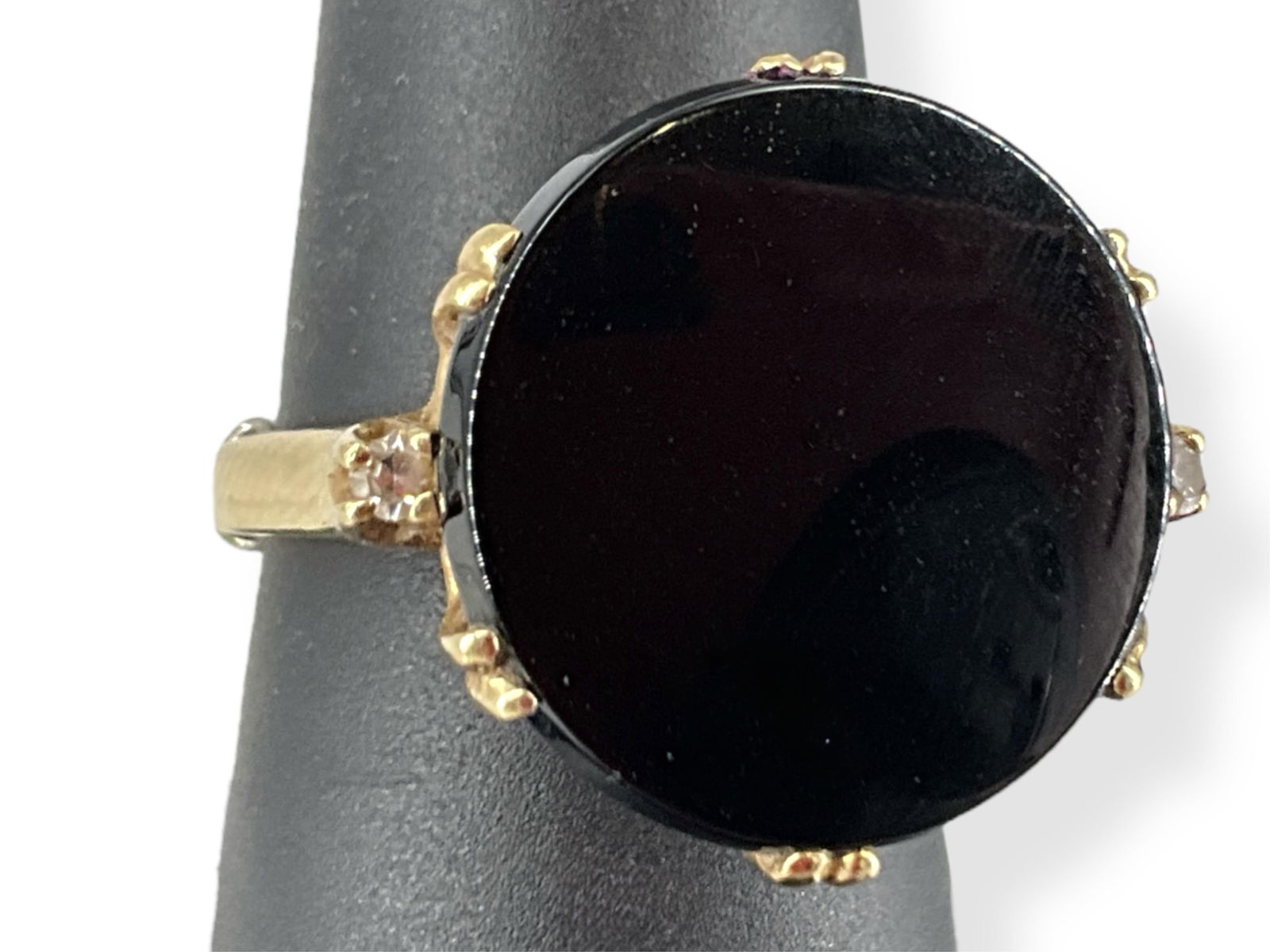Well Crafted 14kt Yellow Gold Onyx & Diamond Cocktail Ring (1 of 5)