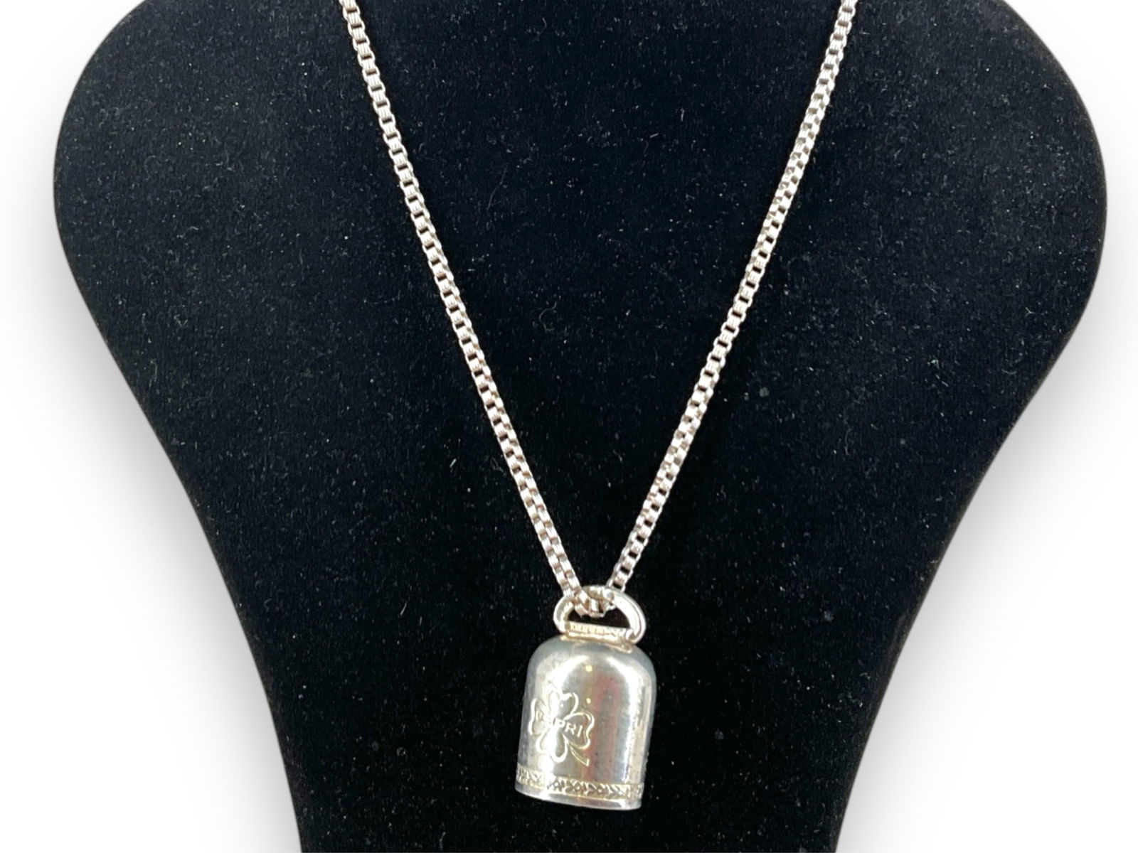 Reproduction Sterling Silver San Michele Lucky Silver Bell Pendant on Sterling Silver Chain Necklace (1 of 7)
