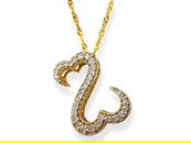 14kt Yellow Gold Double Hearts Diamond Pendant