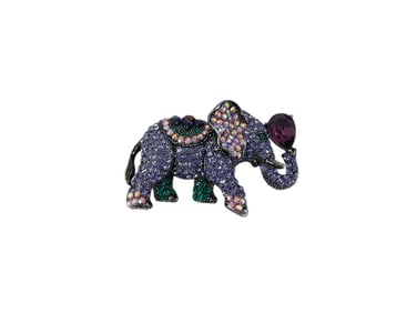 Modern Elephant Rhinestone Brooch