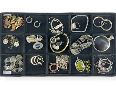 Silver Ring w/Shell, "Zoppini" Brand Bracelet, Chatoyant Fashion Jewelry, Fancy Fashion Earrings and