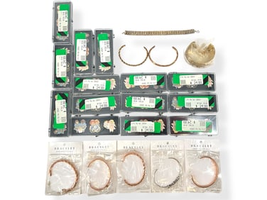 14 Sets of New Knickerbocker Tack Pins, Copper Bracelets