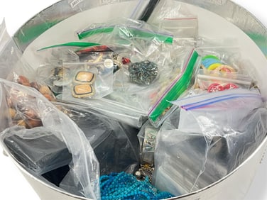 Huge Lot Includes Earring Card Stock, Vintage Beaded Necklaces, Belt Buckles, Key Chains, Earrings,