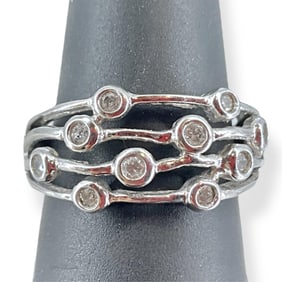 White Gold Diamond Bubble Ring