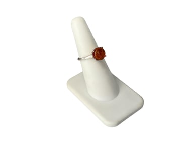 Sterling Silver and Amber Cabochon Ring
