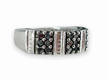 Sterling Silver & Black Diamond Ring