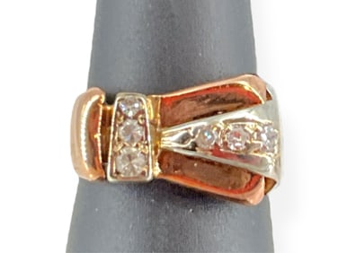 1940's 14kt Rose / White Gold Diamond Ring