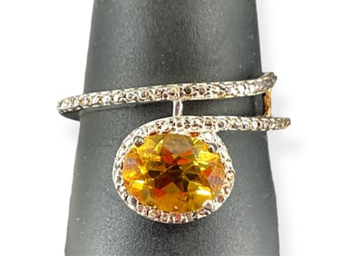 Sterling Silver and Citrine Stone Ring