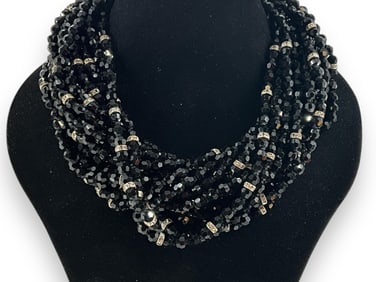 Vintage Multi-Strand Crystal Necklace With Sterling Closure
