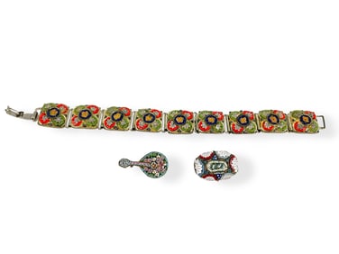 Micro-Mosaic Bracelet and Two Micro-Mosaic Pins
