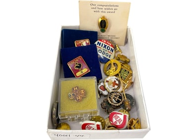 Gold-Filled & Plated Tie Tacks/Pins, 4-H Pins, Vintage Political Buttons/Pins