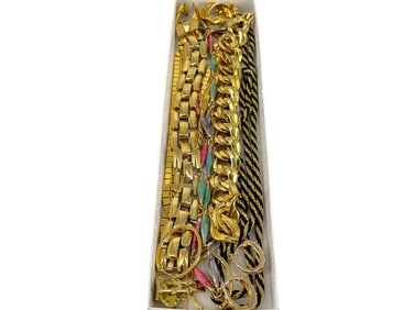 Gold Over Silver Hoop Earrings w/Tiny Diamonds, Vintage Fashion Necklaces by Trifari & Monet, Signed