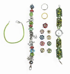 Silver-Tone Glass Bead Bracelets, Geneva Elite Watch, Silver Ring and More