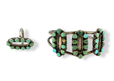 Southwestern Style Silver Ring and Matching Bracelet