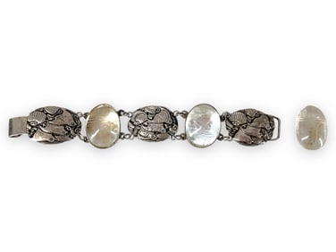 Sterling Silver Bracelet with Rock Crystal Scarabs