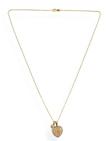 (2) Gold Pendants on a 10kt Yellow Gold Chain