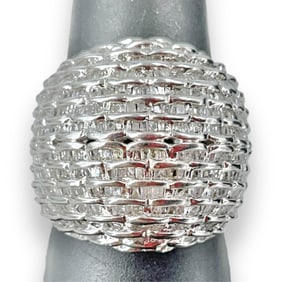 Fine Sterling Silver Ring With Diamonds