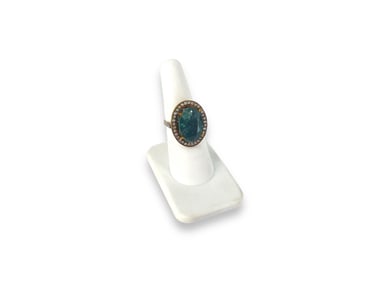 Sterling Silver and Glass-Filled Gemstone Dinner Ring