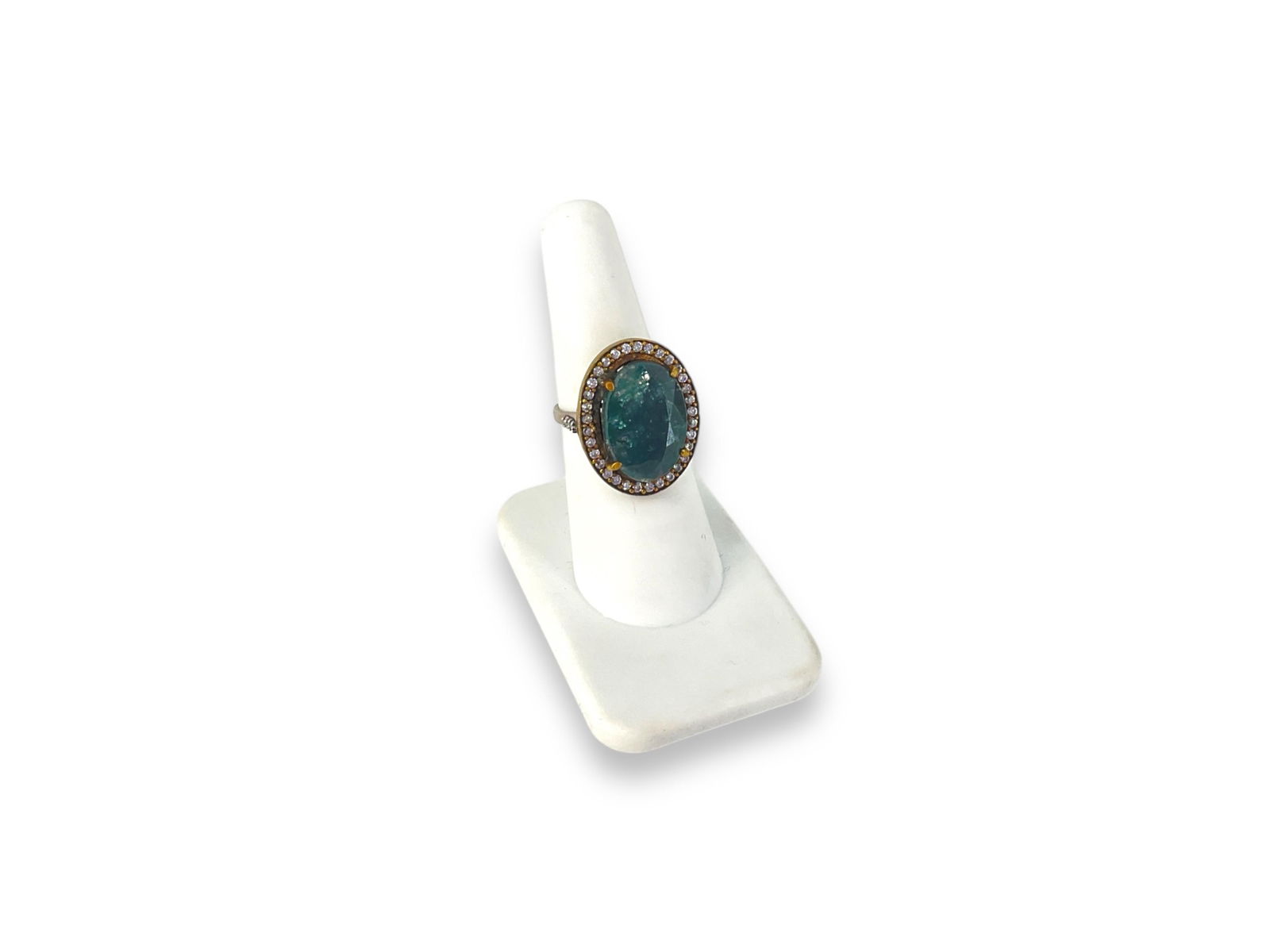 Sterling Silver and Glass-Filled Gemstone Dinner Ring (1 of 6)