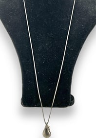 Sterling Silver Pear Bell Pendant on a Silver Chain