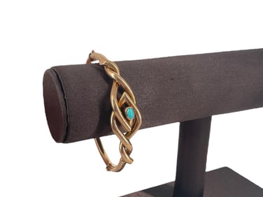 Victorian Hallmarked "9C" Gold-Filled Bangle Bracelet with Turquoise Accent