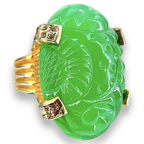 Rare Vintage Nattie Rosenstein Faux Jade Ring