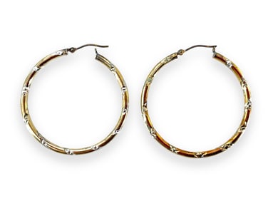 Sterling Hoops With 10kt Yellow gold Overlay