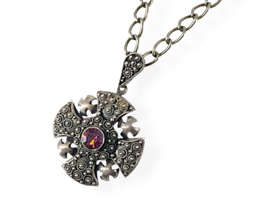 Silver Jerusalem Cross Pendant On Chain