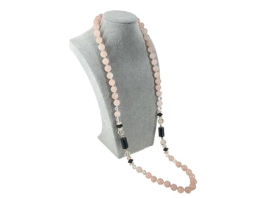 Quartz, Onyx & Gold Necklace