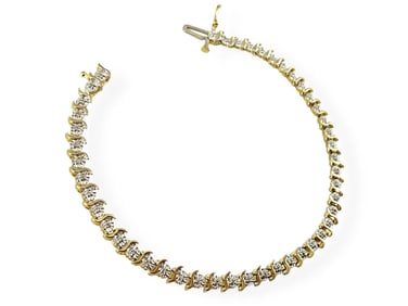 10kt Yellow Gold Diamond Tennis Bracelet