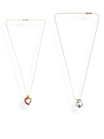 (2) Heart Necklaces