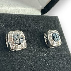 Sterling Silver & Diamond Earrings